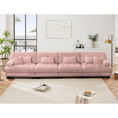 4-Seater Sectional Sofa Modular Deep Seat Sofa Couch , Chenille Sofa Comfy Upholstered Sofa for Living Room, Apartment, Studio, Office,Chenille Pink