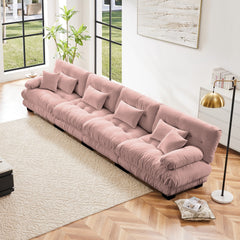 4-Seater Sectional Sofa Modular Deep Seat Sofa Couch , Chenille Sofa Comfy Upholstered Sofa for Living Room, Apartment, Studio, Office,Chenille Pink