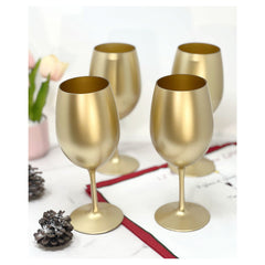 Metallic Gold Color Plastic Wine Glasses Set of 4 (20oz), BPA Free Acrylic Wine Glass Set, Unbreakable Red Wine Glasses, White Wine Glasses