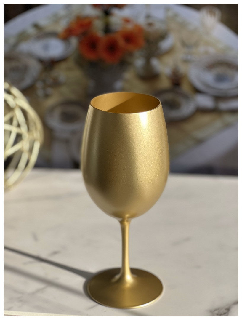 Metallic Gold Color Plastic Wine Glasses Set of 4 (20oz), BPA Free Acrylic Wine Glass Set, Unbreakable Red Wine Glasses, White Wine Glasses