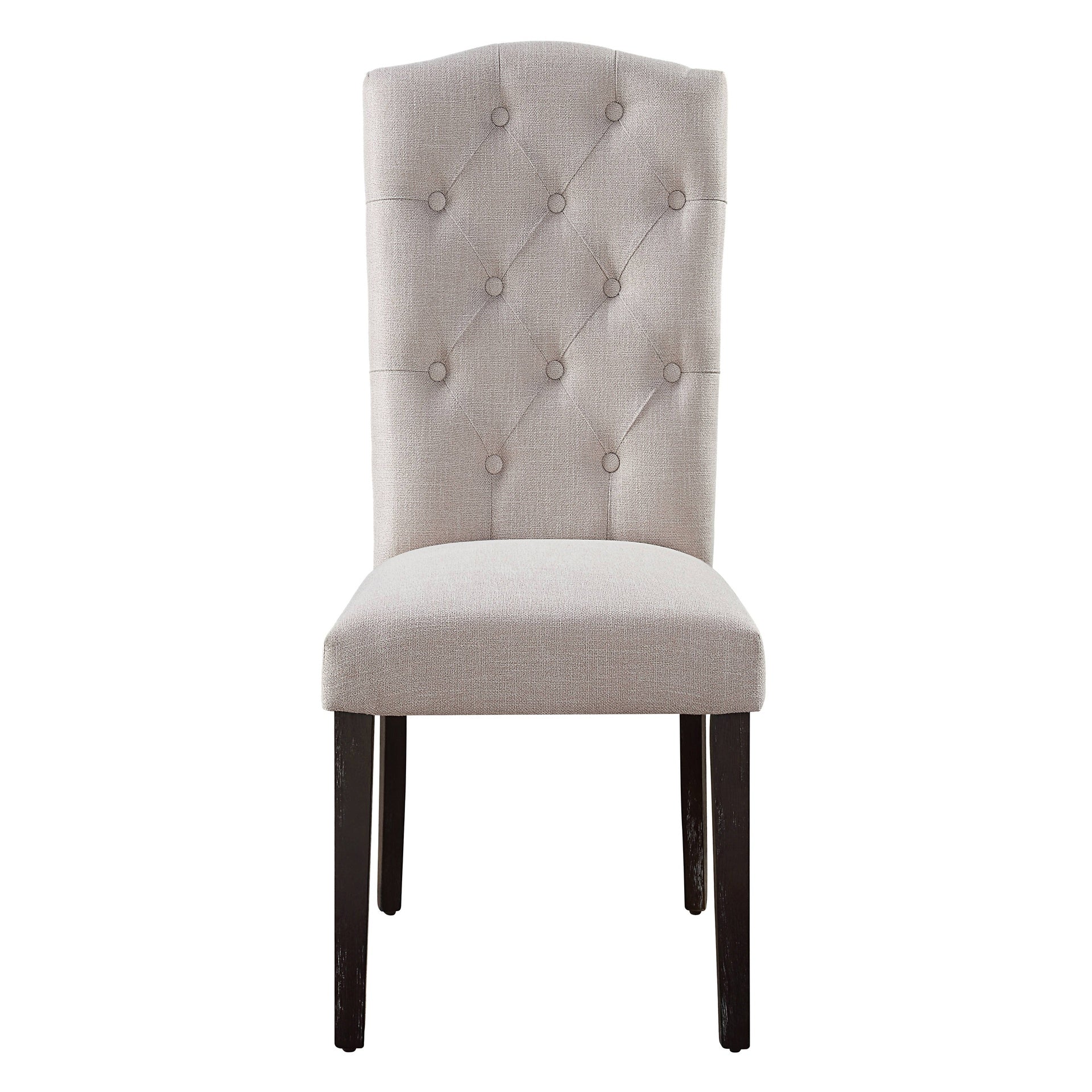 Beige and Weathered Espresso Tufted Back Side Chairs (Set of 2)