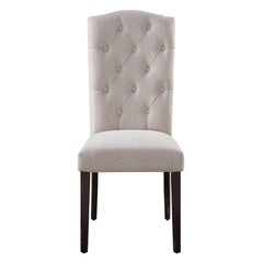 Beige and Weathered Espresso Tufted Back Side Chairs (Set of 2)