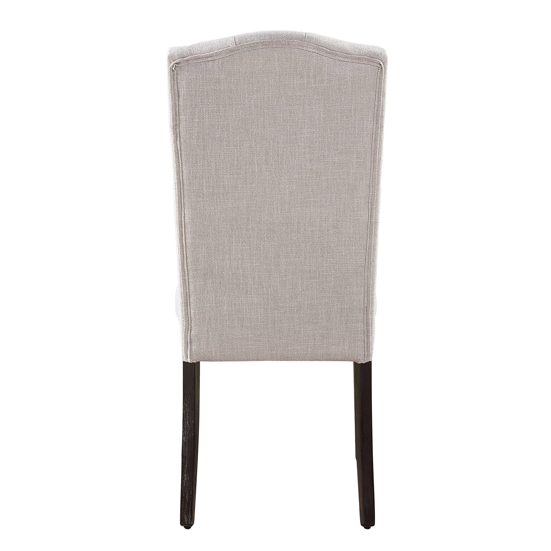 Beige and Weathered Espresso Tufted Back Side Chairs (Set of 2)