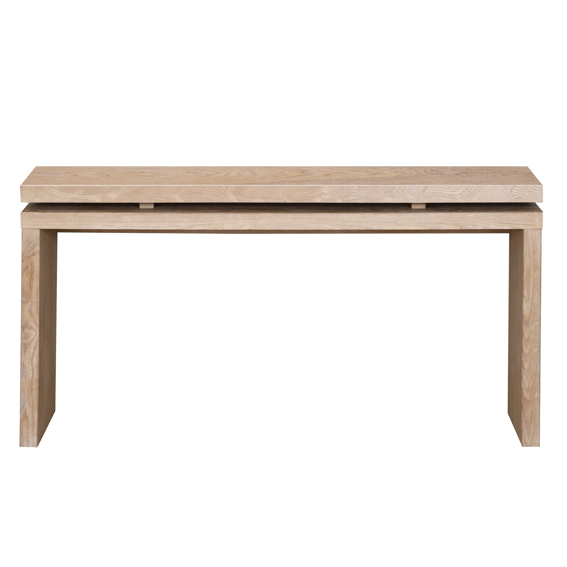 60'' Antique Natural Farmhouse Console Table  - Retro Wooden Entryway Table with Double Board Suspension Design, Solid Wood & MDF, Sofa Table for Living Room