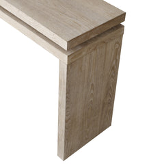 60'' Antique Natural Farmhouse Console Table  - Retro Wooden Entryway Table with Double Board Suspension Design, Solid Wood & MDF, Sofa Table for Living Room