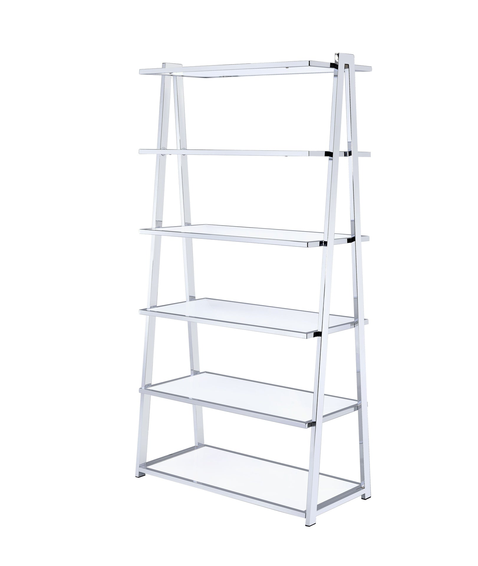Coleen White High Gloss & Chrome Finish Bookshelf