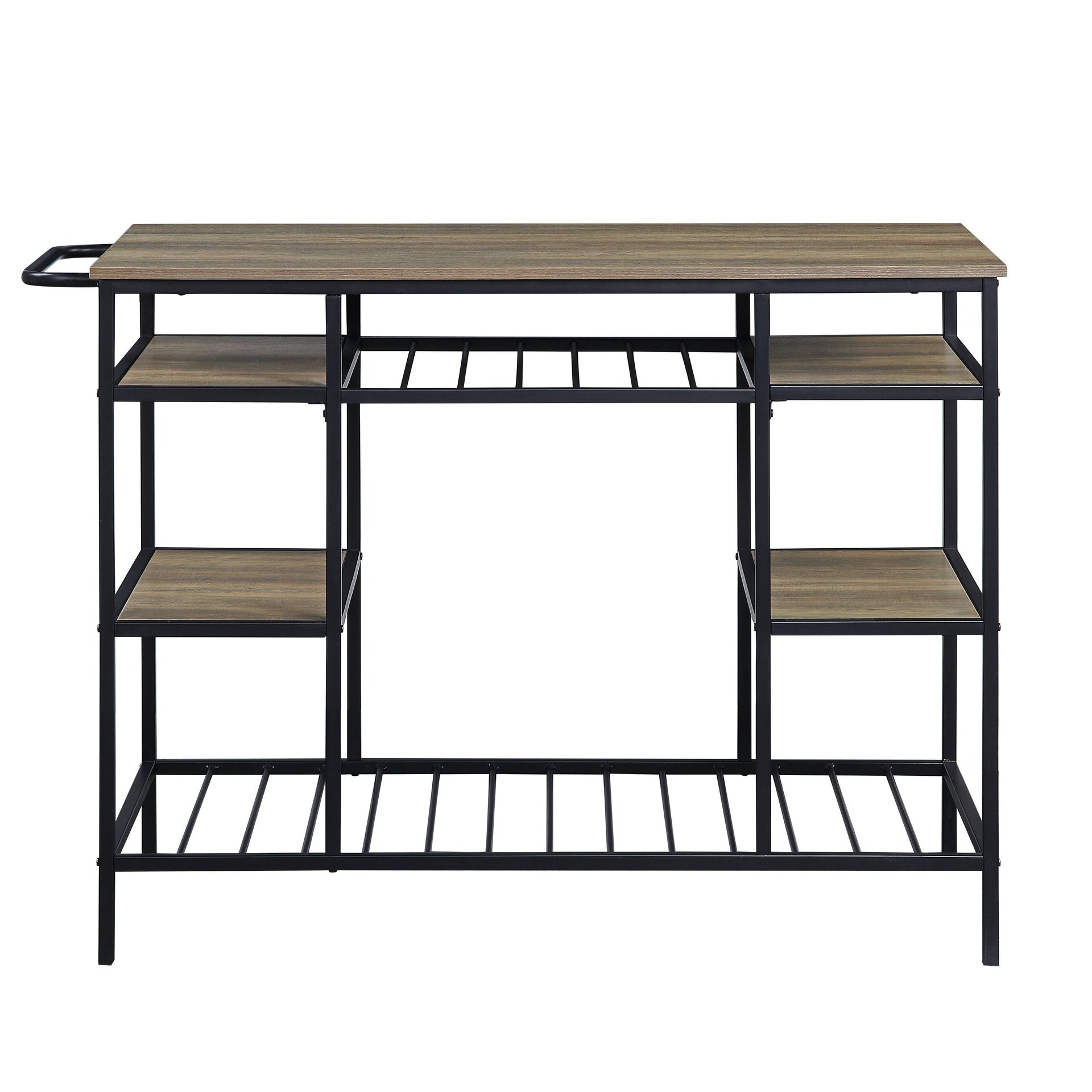 Lona Rustic Oak & Black Finish Kitchen Island