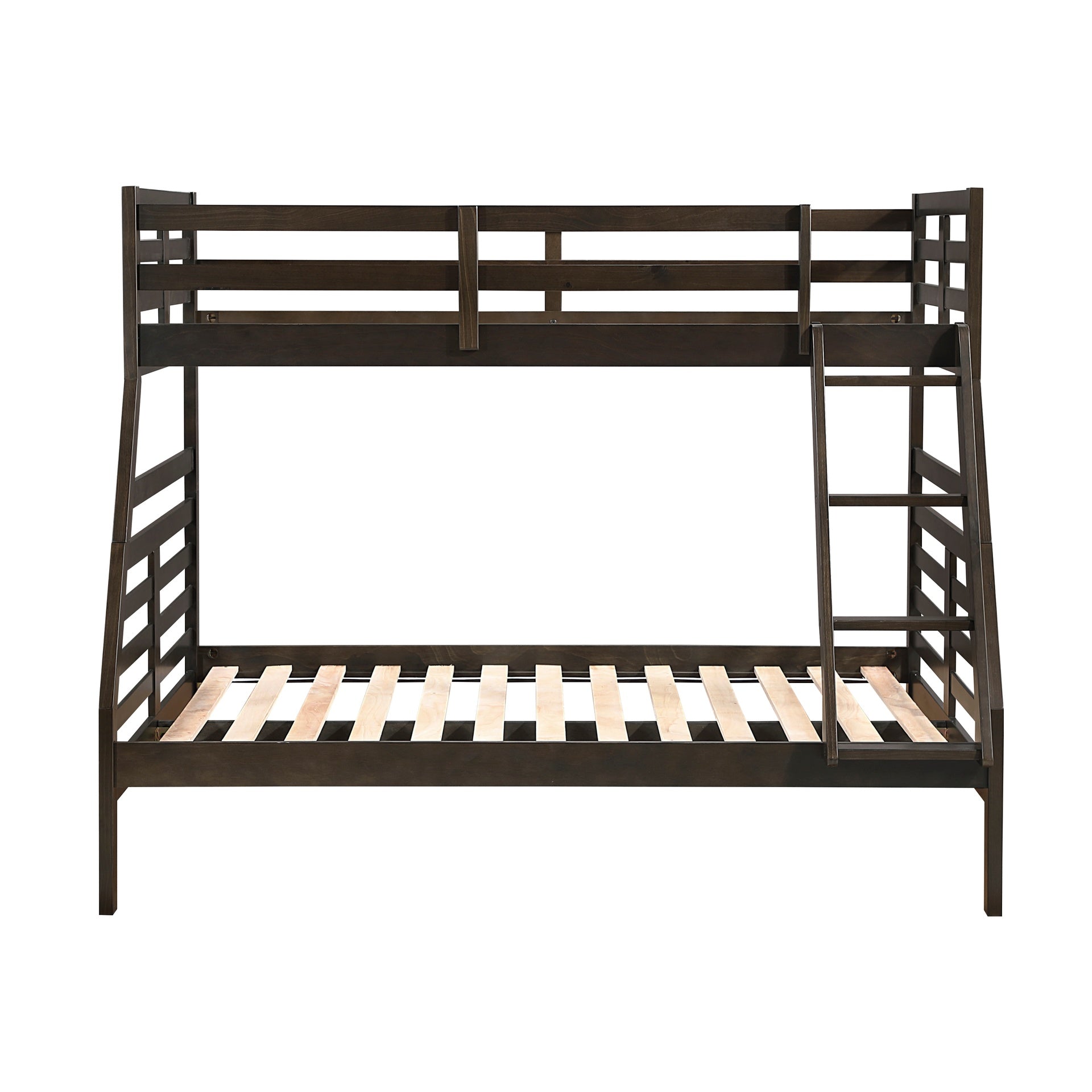 Twin over Full Bunk Bed 1pc Classic Dark Brown Finish Youth Bedroom Furniture Durable Wood