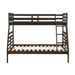 Twin over Full Bunk Bed 1pc Classic Dark Brown Finish Youth Bedroom Furniture Durable Wood