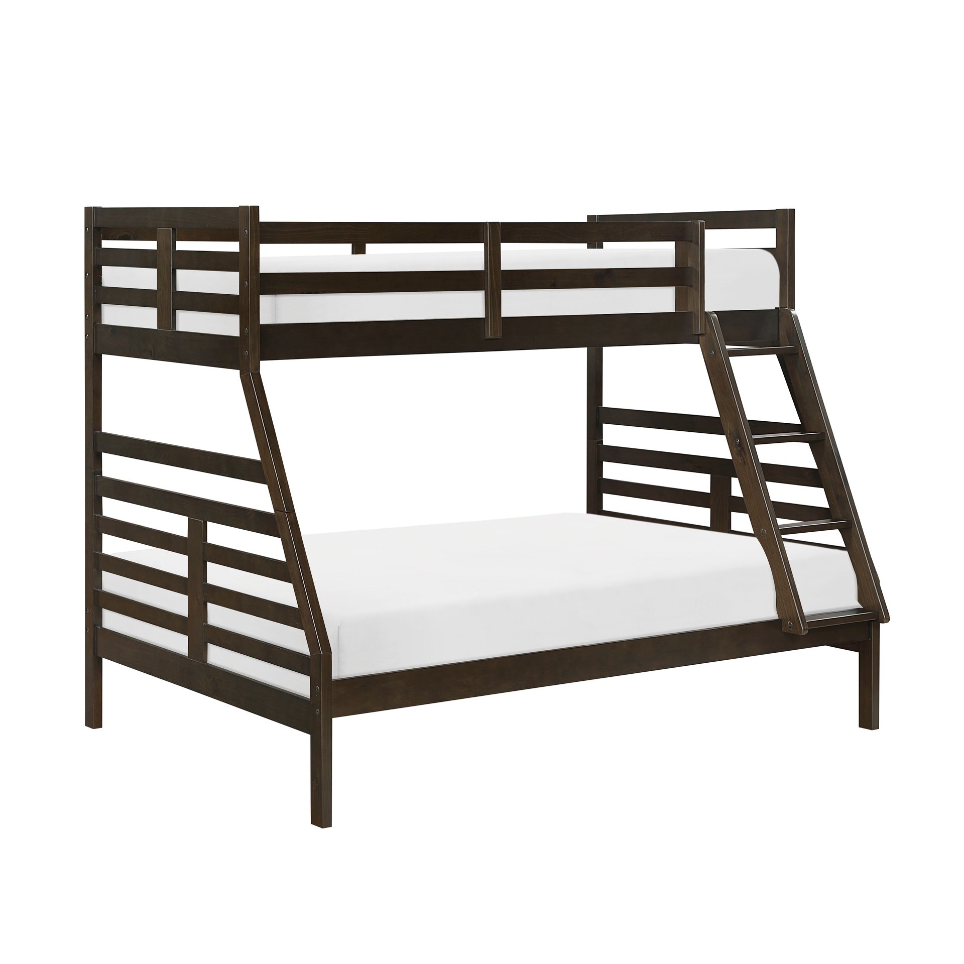Twin over Full Bunk Bed 1pc Classic Dark Brown Finish Youth Bedroom Furniture Durable Wood