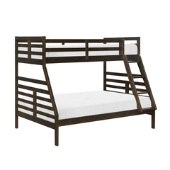 Twin over Full Bunk Bed 1pc Classic Dark Brown Finish Youth Bedroom Furniture Durable Wood