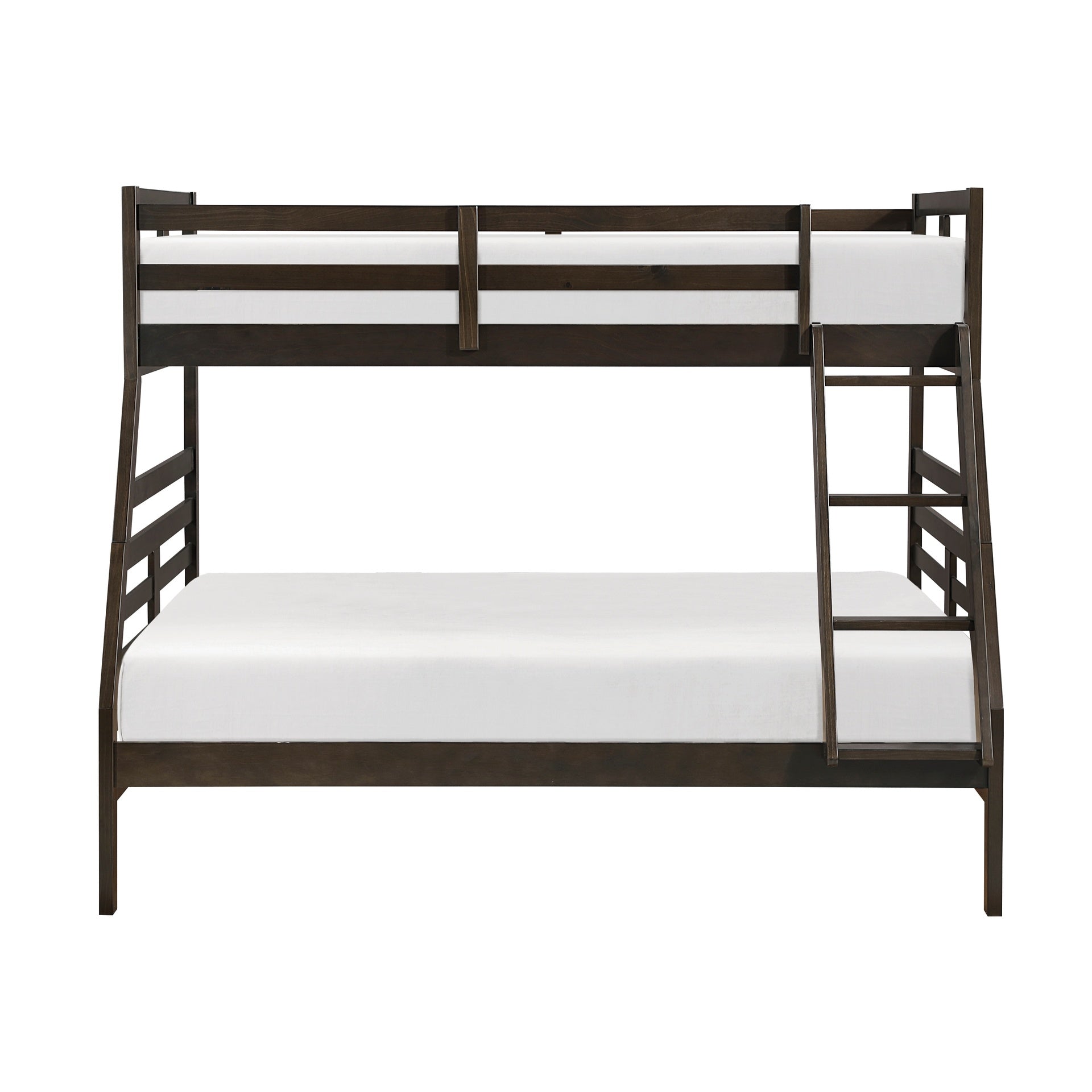 Twin over Full Bunk Bed 1pc Classic Dark Brown Finish Youth Bedroom Furniture Durable Wood