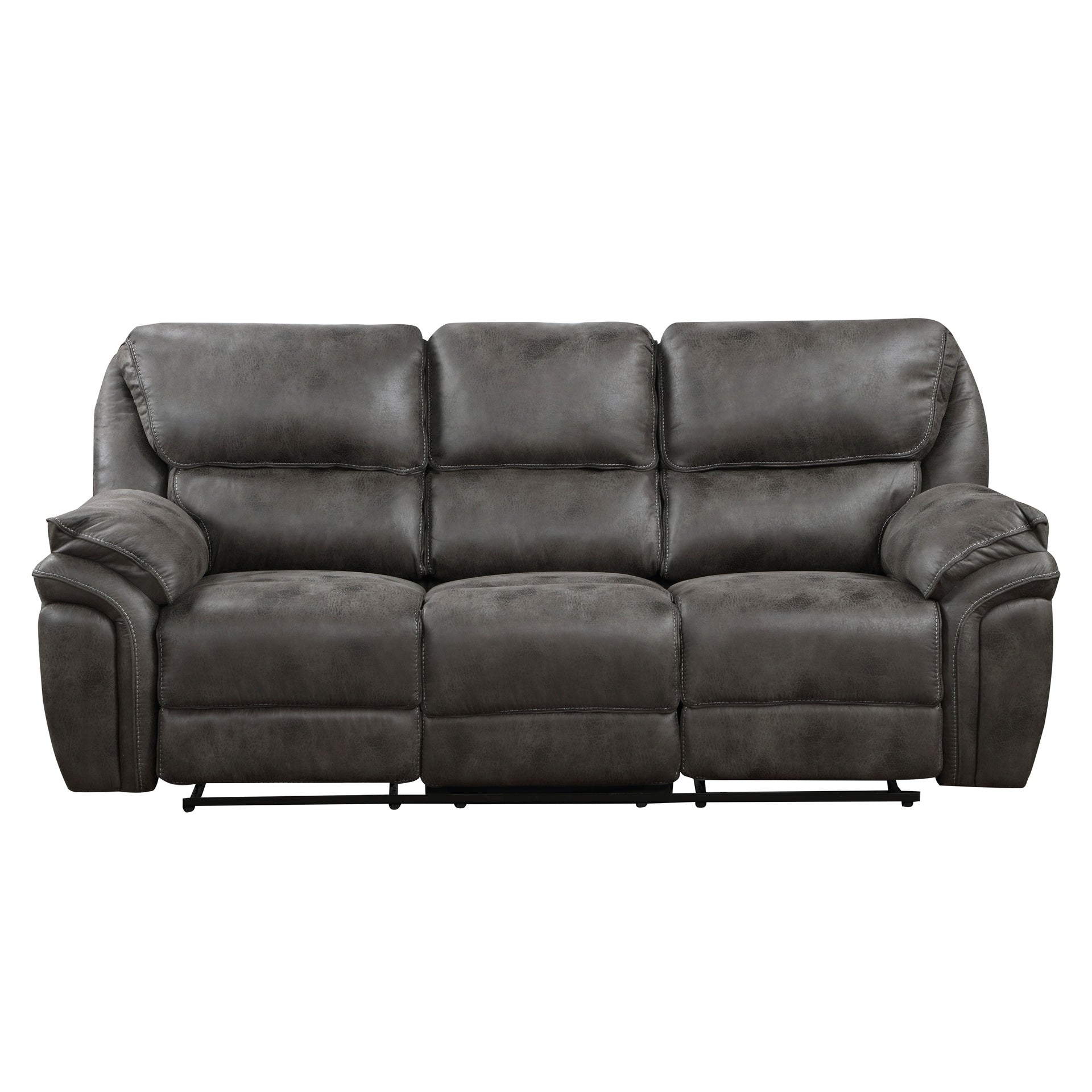 Plush Modern Living Room Sofa Set 2pc Reclining Sofa and Loveseat Gray Microfiber Upholstery Solid Wood Frame Furniture