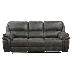 Plush Modern Living Room Sofa Set 2pc Reclining Sofa and Loveseat Gray Microfiber Upholstery Solid Wood Frame Furniture