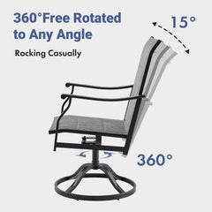 Patio Dining Chairs Set of 2, Swivel Outdoor Patio Chair with Paded Textilene Fabric, All Weather Outdoor Seats Ergonomic Comfort, Perfect Seats for Backyard, Balcony, and Garden