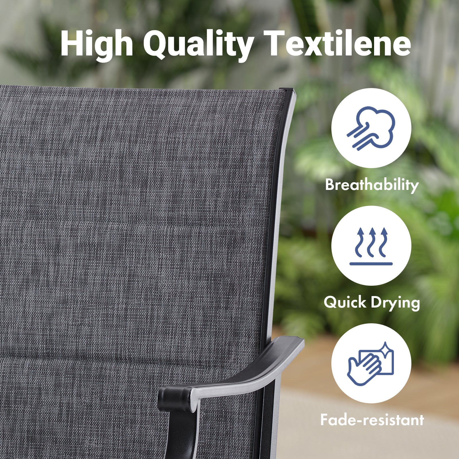Patio Dining Chairs Set of 2, Swivel Outdoor Patio Chair with Paded Textilene Fabric, All Weather Outdoor Seats Ergonomic Comfort, Perfect Seats for Backyard, Balcony, and Garden