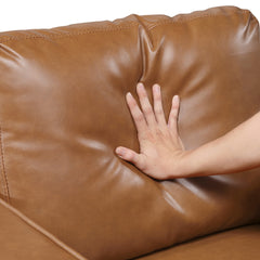 Modern Style Brown Faux Leather Upholstered Love Seat Comfortable Cushion Back Seat Solid Wood Living Room Furniture 1pc