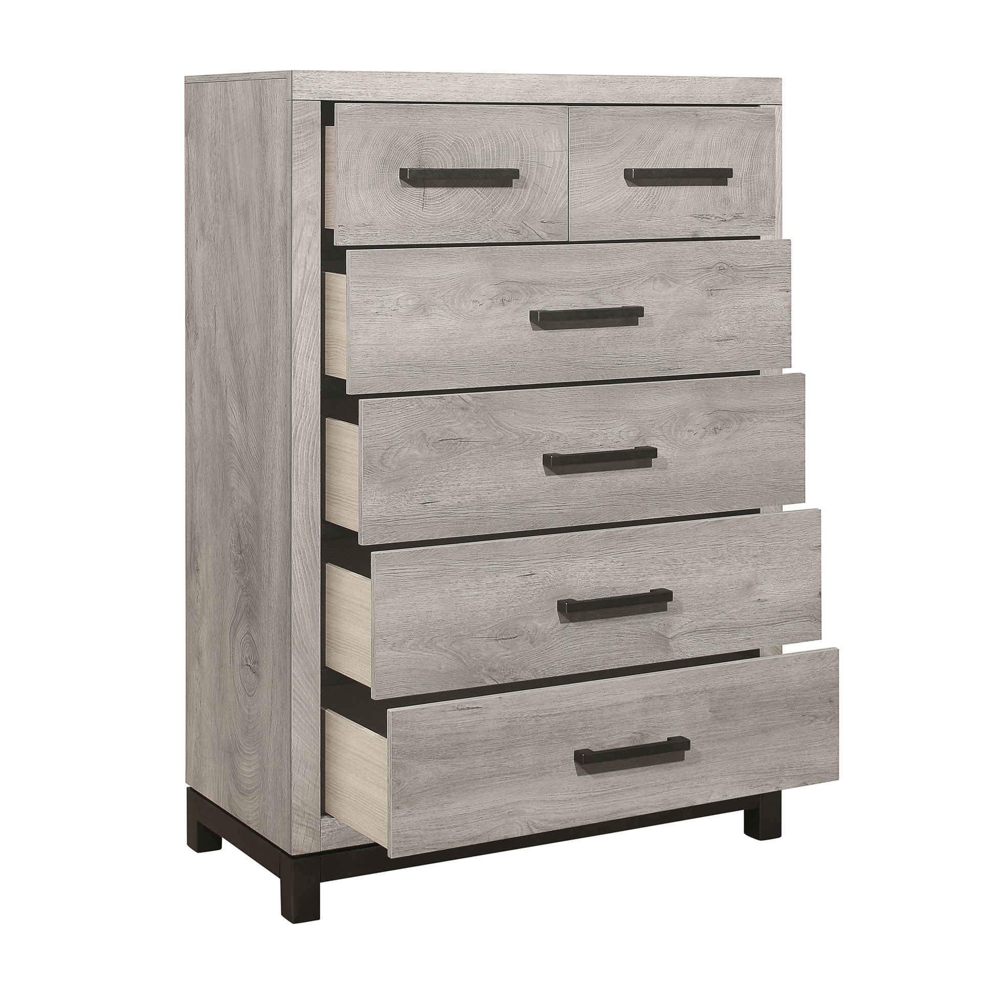 Two-Tone Gray Finish 1pc Bedroom Chest with 5 Storage Drawers Modern Contemporary Furniture