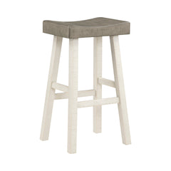 Transitional Design Bar Stools Set of 2pcs, White and Coffee Finish Solid Rubberwood Furniture