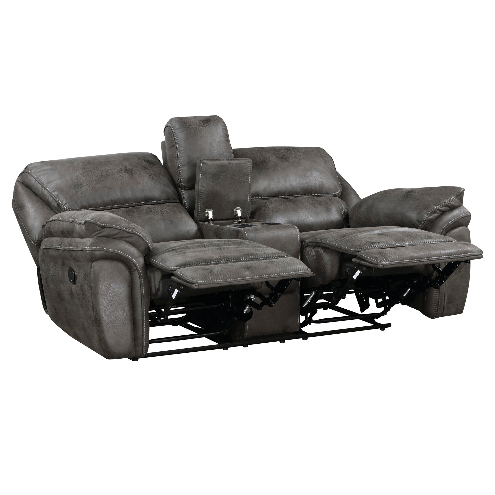 Plush Modern Design Living Room Reclining Loveseat Gray Microfiber Upholstery Solid Wood Frame Furniture 1pc