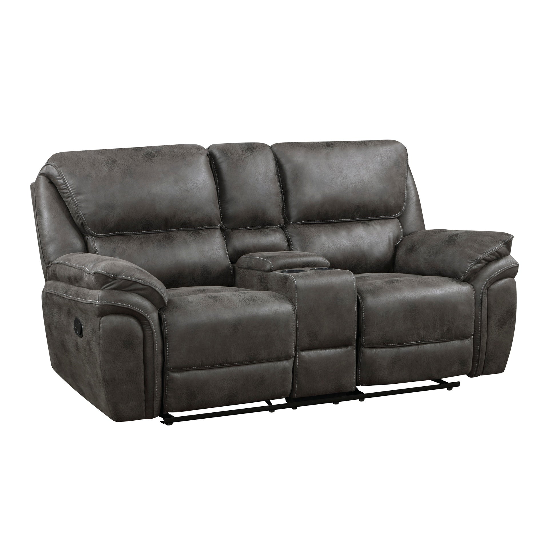 Plush Modern Design Living Room Reclining Loveseat Gray Microfiber Upholstery Solid Wood Frame Furniture 1pc