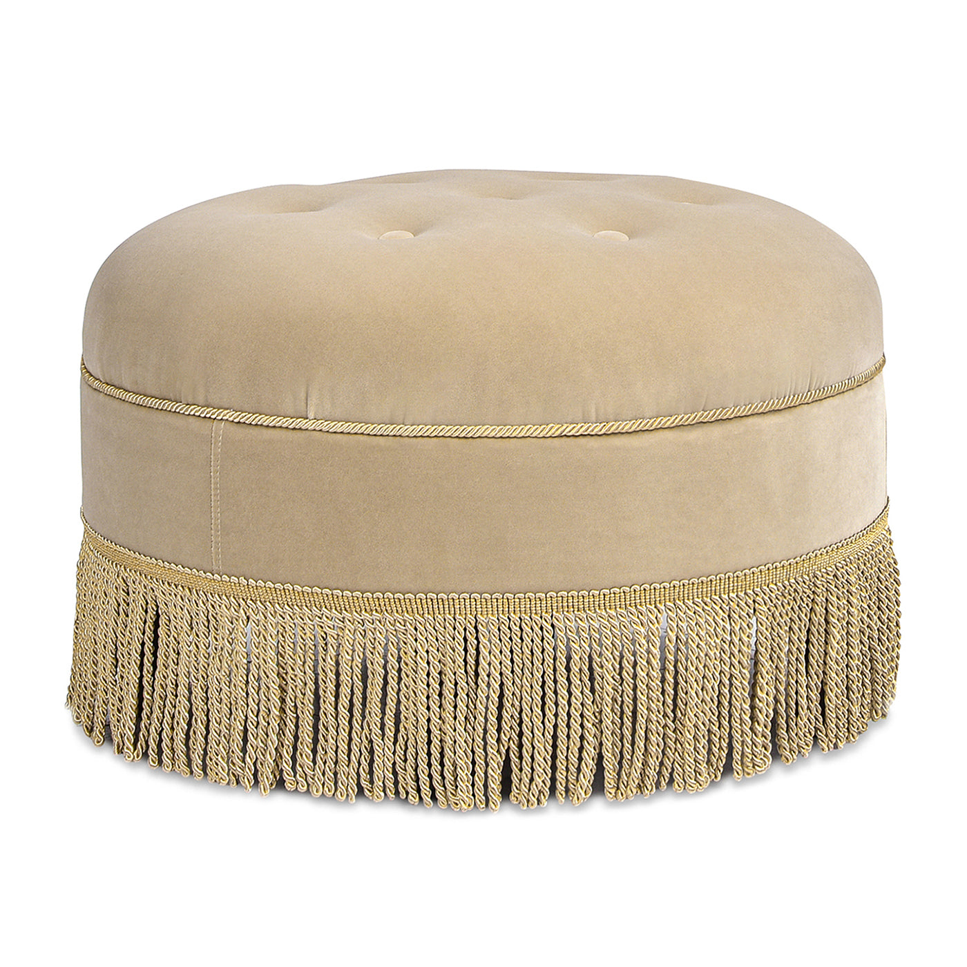 Yolanda 24" Round Upholstered Accent Ottoman, Fawn Brown Performance Velvet