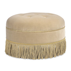 Yolanda 24" Round Upholstered Accent Ottoman, Fawn Brown Performance Velvet