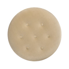 Yolanda 24" Round Upholstered Accent Ottoman, Fawn Brown Performance Velvet