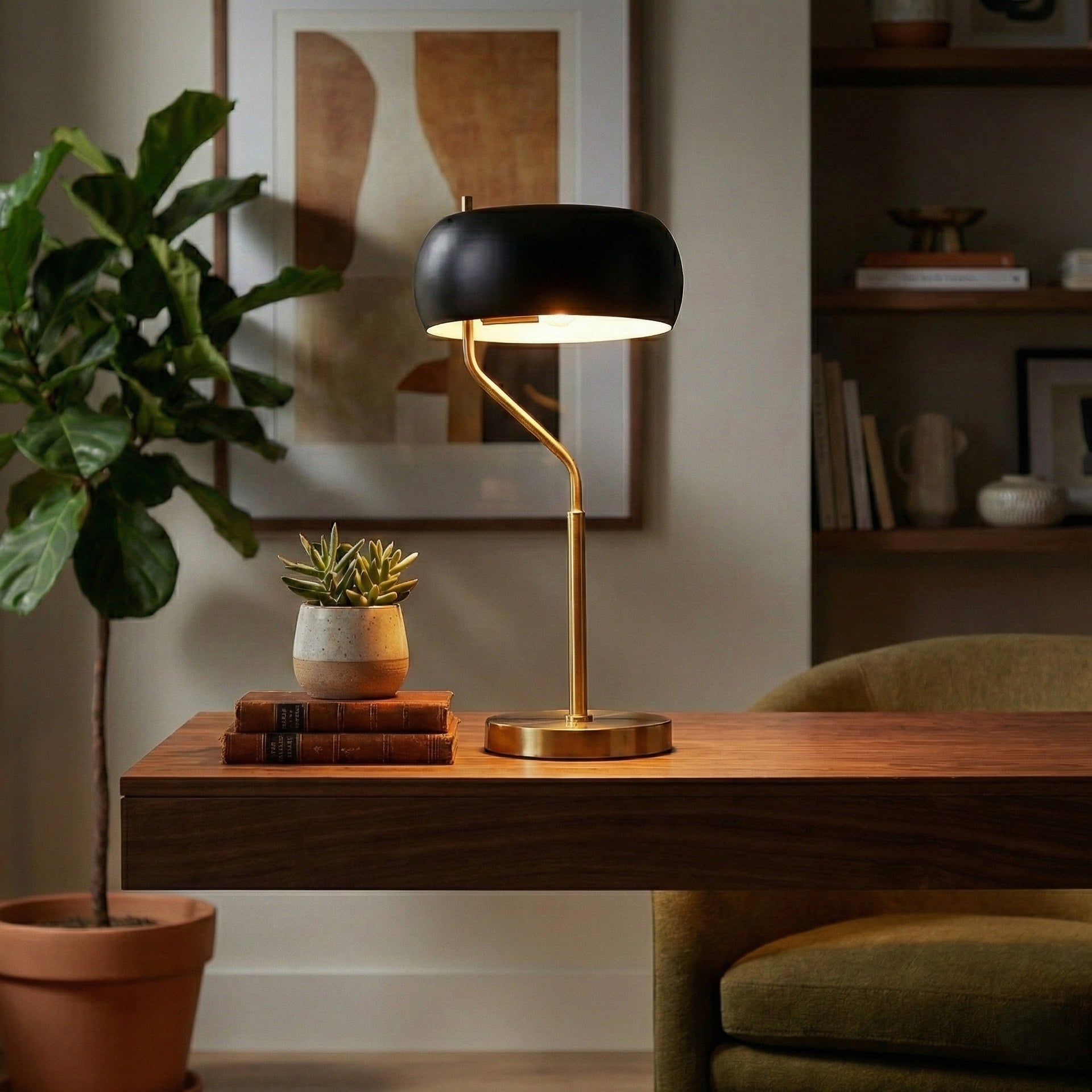 Small Minimalist Wooden Table Lamp Dimmable Table Lamp Fast Delivery Small Bedside Lamps for Night Stands, Living Room, Office,Study Room, Flux Table Lamp - Black Outer - White Inner 110~120V