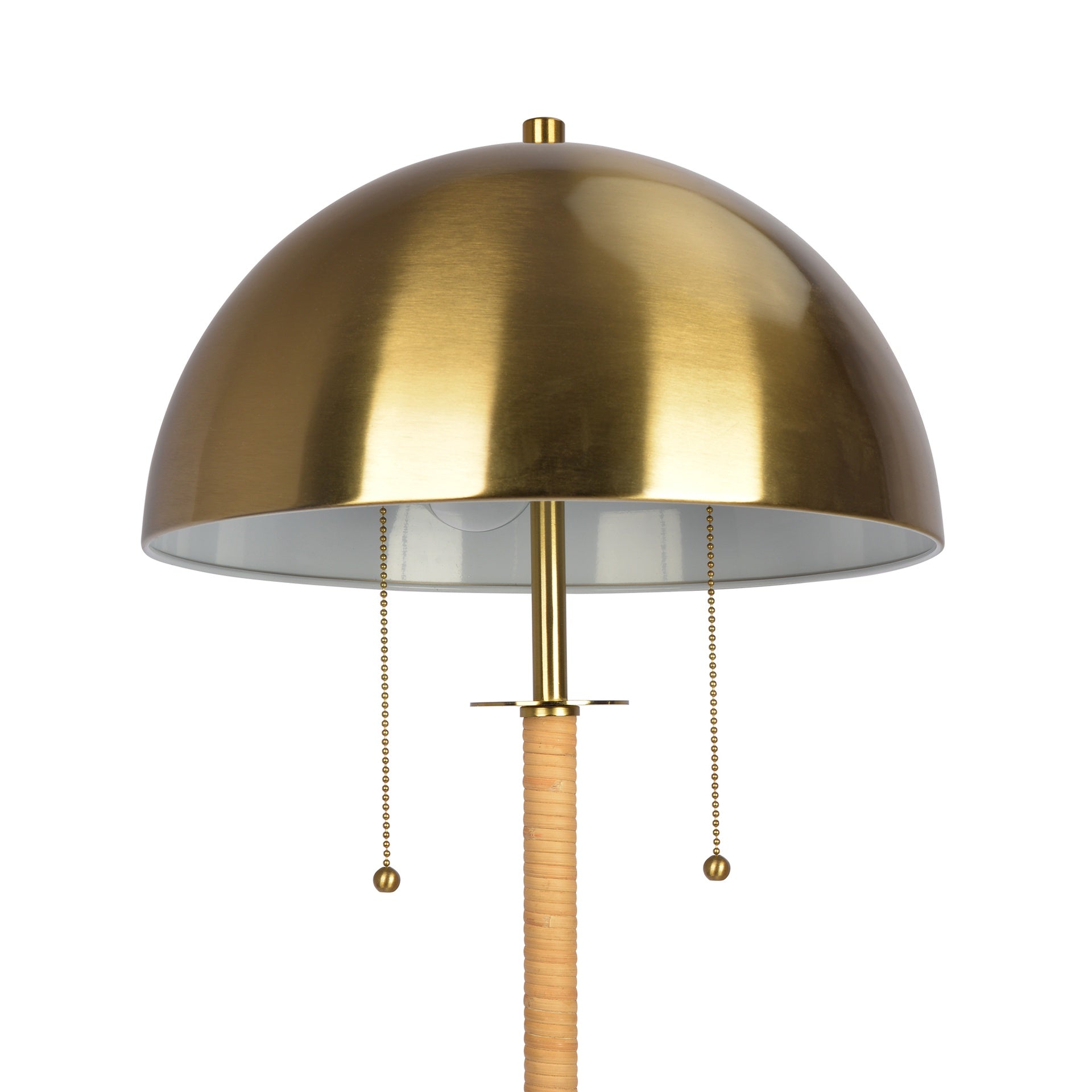 Allure 2-Light Floor Lamp, Gold Brass, Natural Rattan Tube , Double On/Off Pull Chain