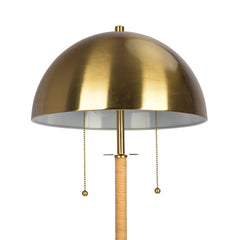 Allure 2-Light Floor Lamp, Gold Brass, Natural Rattan Tube , Double On/Off Pull Chain