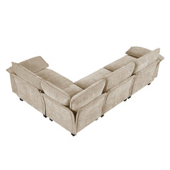 Modern Contemporary 4-Piece Modular Sectional Plush Comfort Taupe Chenille Upholstery Living Room Furniture Durable Plywood