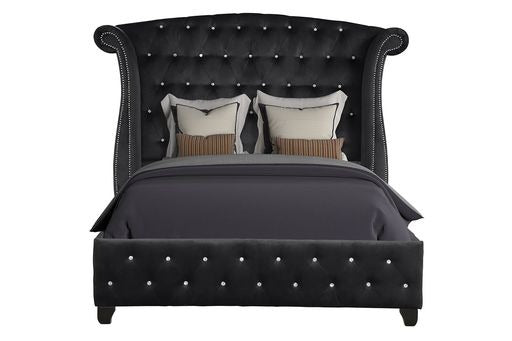 Sophia Upholstery Queen Size Bed Made With Wood in Black Color (NJ inventory)