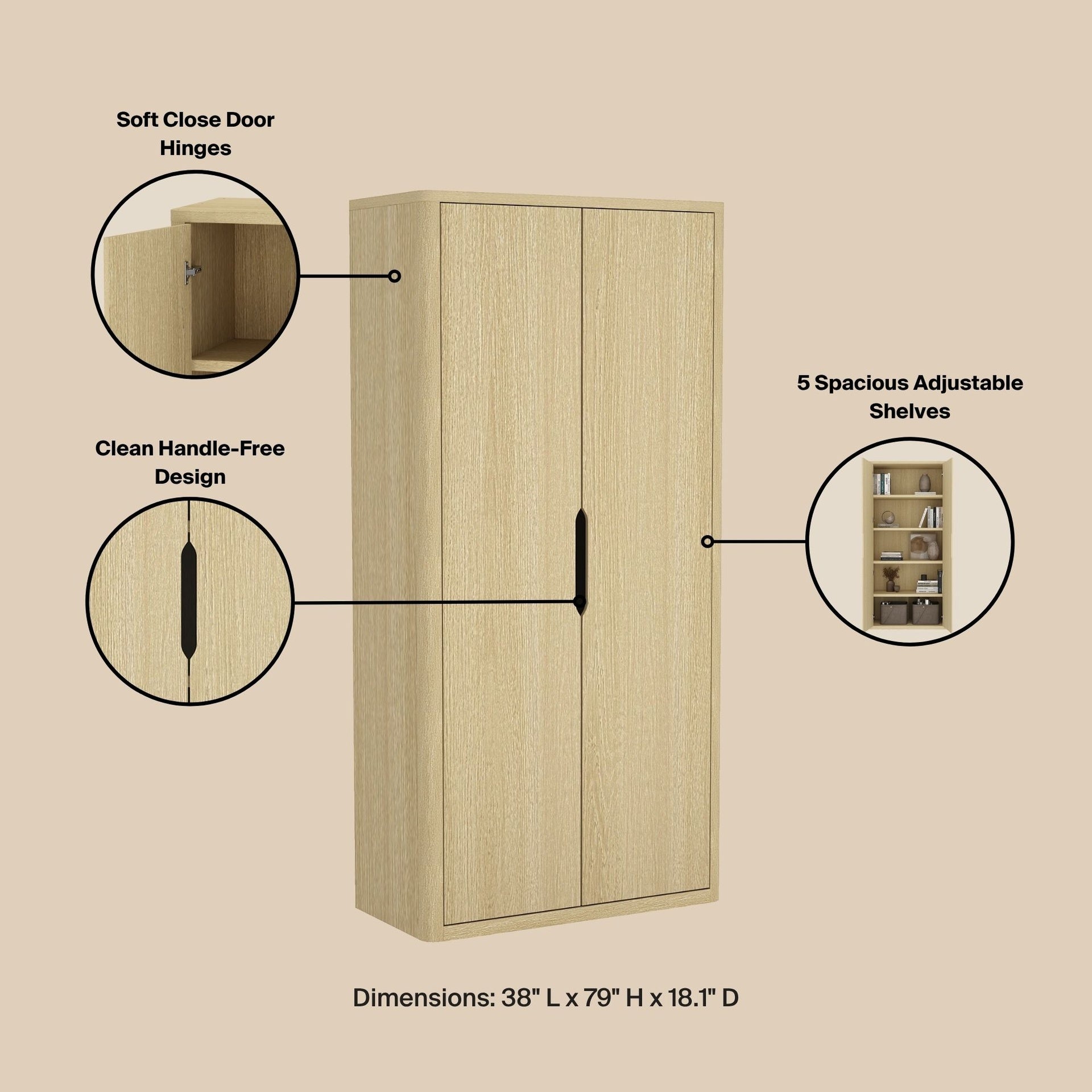 Bookcase Cabinet in Natural Oak