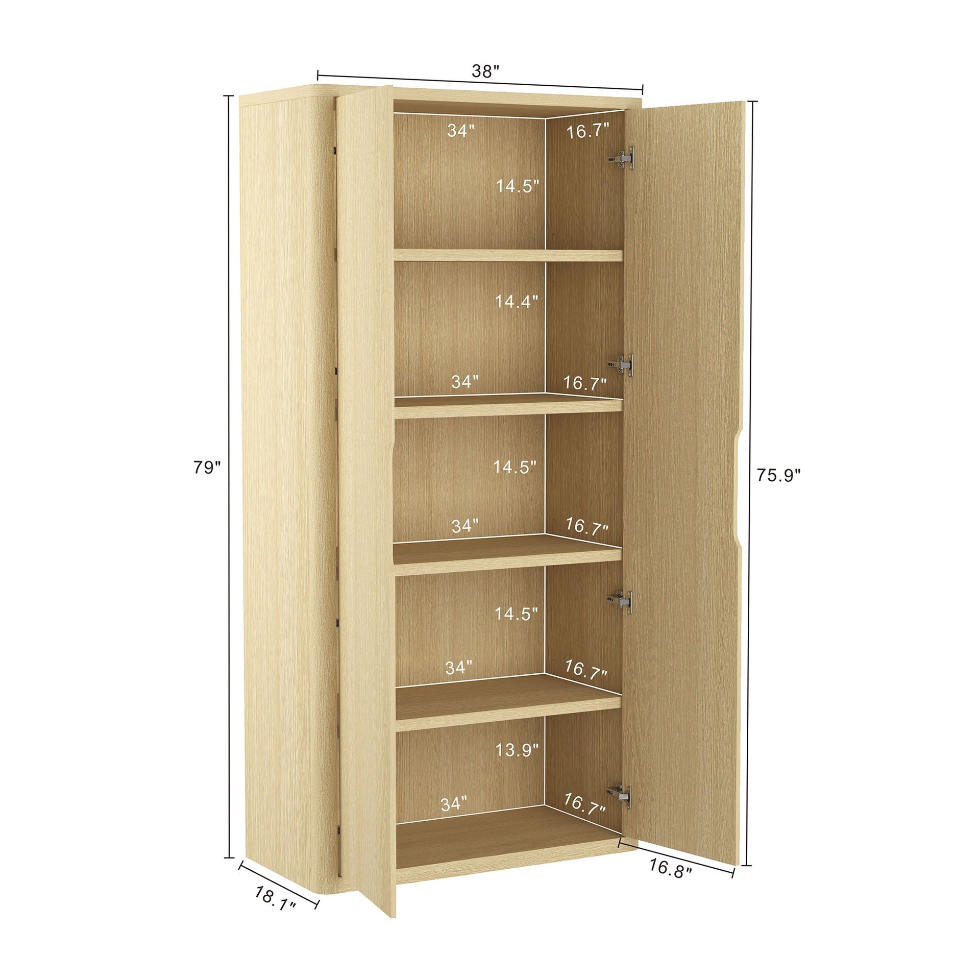 Bookcase Cabinet in Natural Oak
