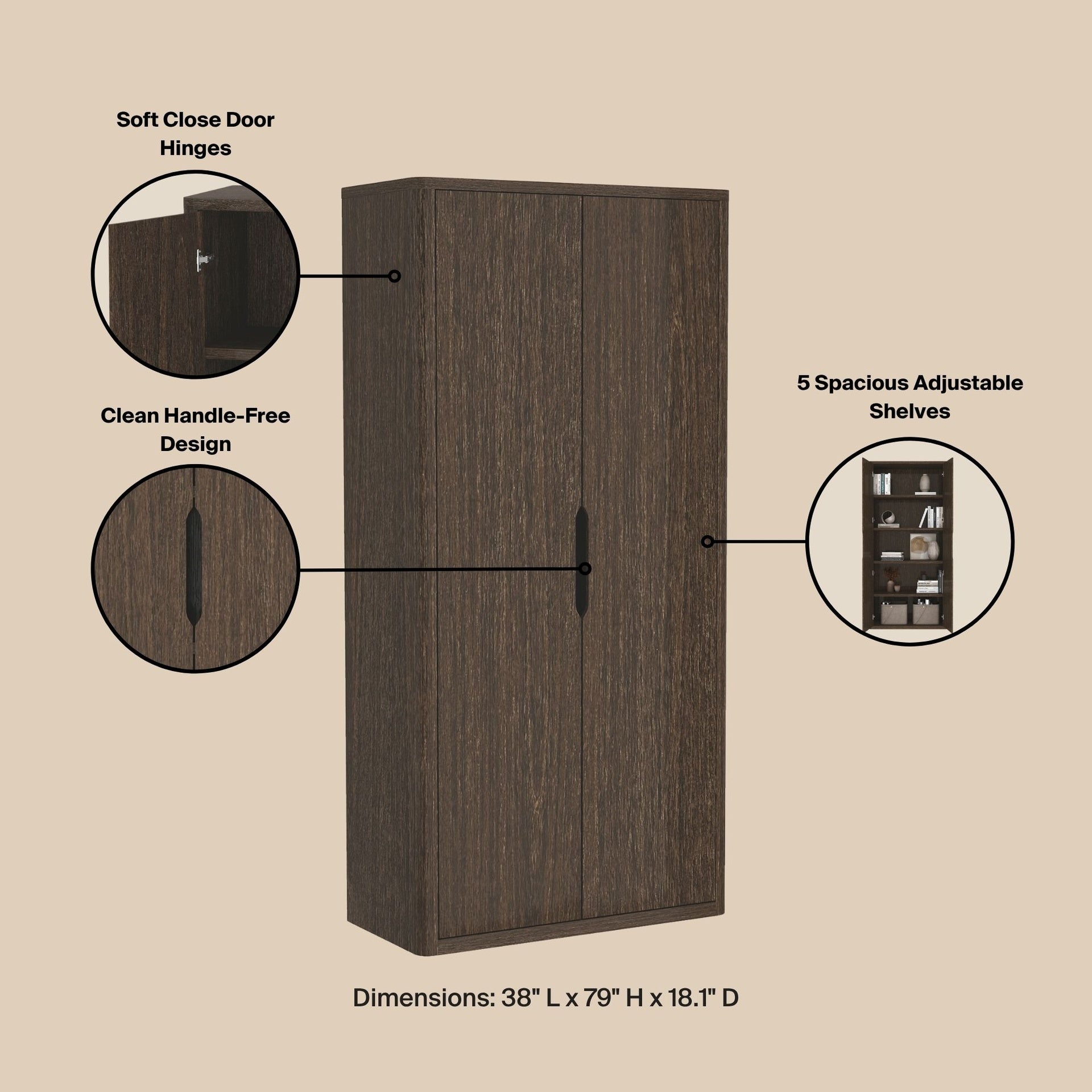 Bookcase Cabinet in Walnut