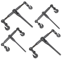 Heavy duty 3/8" – 1/2" Ratchet Binders, 9200lbs Working Load breaking, G70 Hooks Adjustable Length, 4-Pack, Black Hammertone color