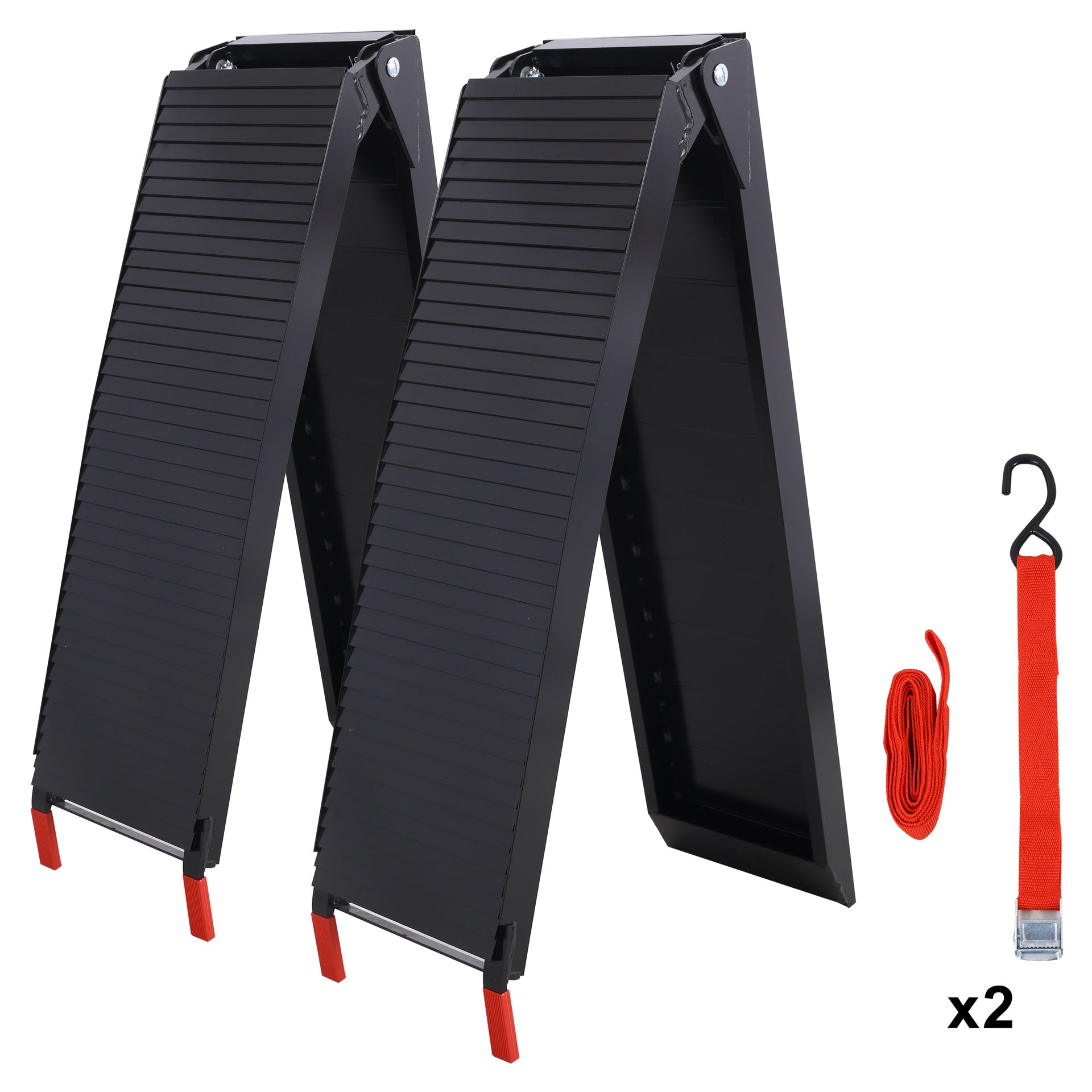 Truck Ramps, 80"x12" Portable Loading Ramps for Pickup Trucks 1500 LBS Capacity Aluminum Folding Ramps with Buckle for ATVs, Snowblower, Lawn Mowers, UTVs, Bike, 2PCS, Black Coating