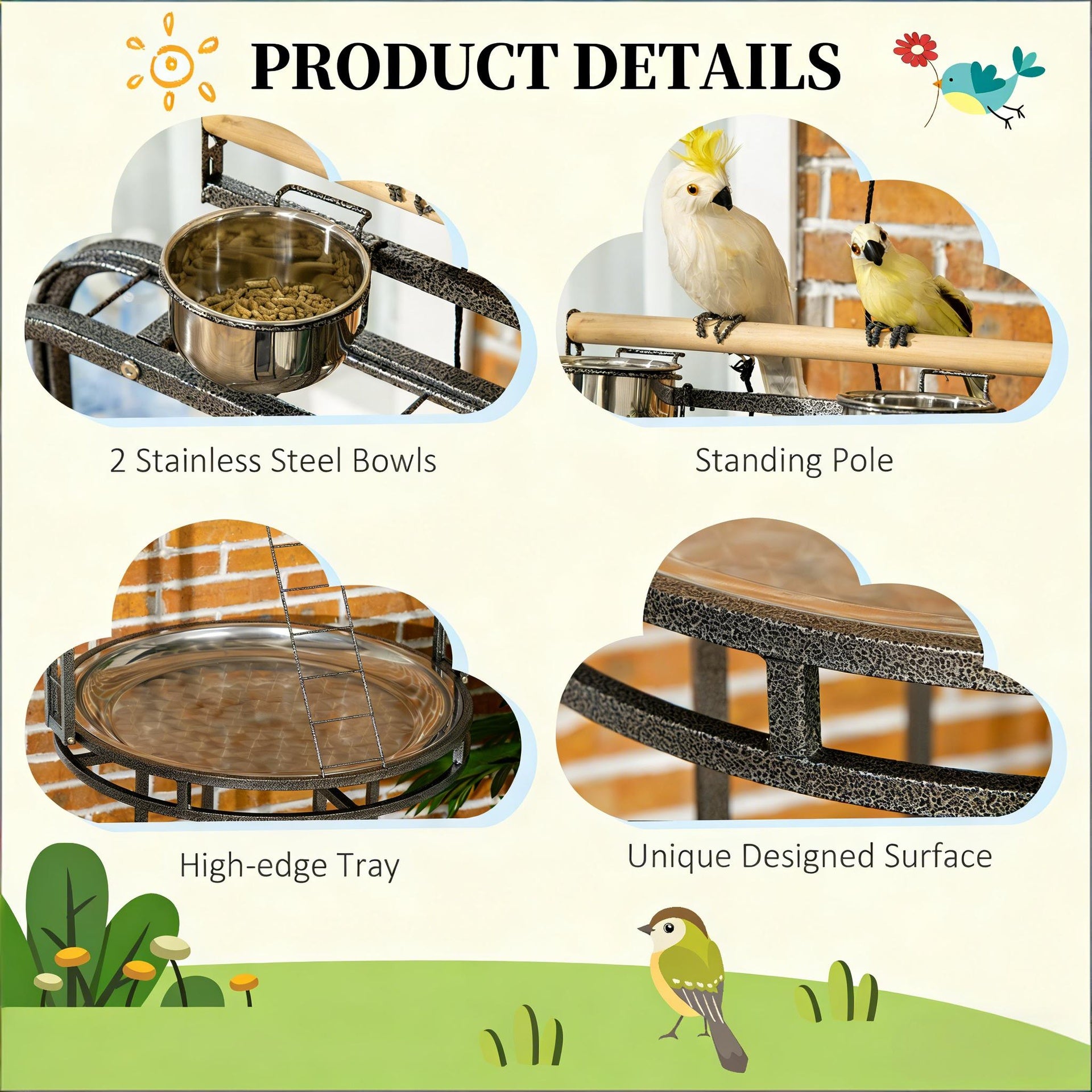 Bird Wooden Stand,Parrot Stand Large Bird Perch Stand