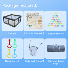 71" * 59" Baby Playard Cloth Playpen Removable Enclosures for Indoor and Outdoor Use Care for Children and Pets