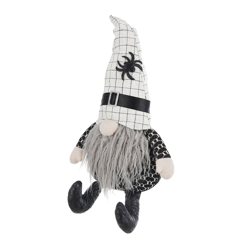 Set of 2, 10.2x5.5x23.5" Fabric Sitting Gnome with White Hat Spider, for Halloween Decor