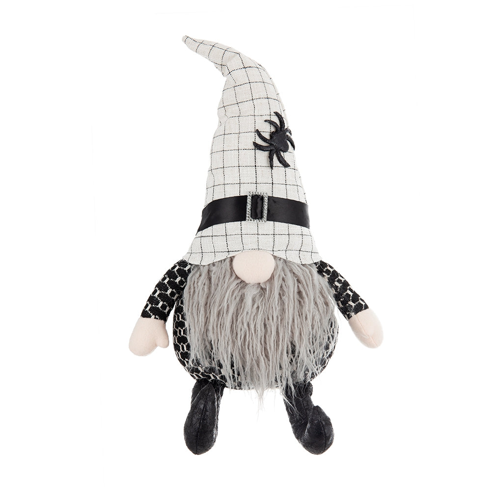 Set of 2, 10.2x5.5x23.5" Fabric Sitting Gnome with White Hat Spider, for Halloween Decor