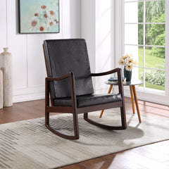 Raina Dark brown Synthenic Leather & Espresso Finish Rocking Chair