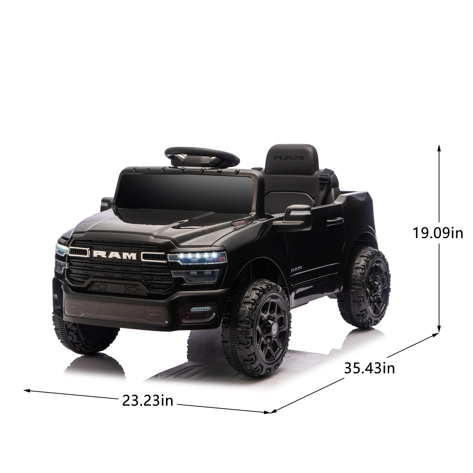 Licensed Dodge RAM 3500 12V Kids Ride On Truck,W/ Remote Control,2WD & Rear Shock Suspension,LED Headlights &Low Battery Alarm,3-speed remote adjustment,Built-in Music & Bluetooth,Recommended age: 3-6
