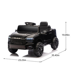 Licensed Dodge RAM 3500 12V Kids Ride On Truck,W/ Remote Control,2WD & Rear Shock Suspension,LED Headlights &Low Battery Alarm,3-speed remote adjustment,Built-in Music & Bluetooth,Recommended age: 3-6
