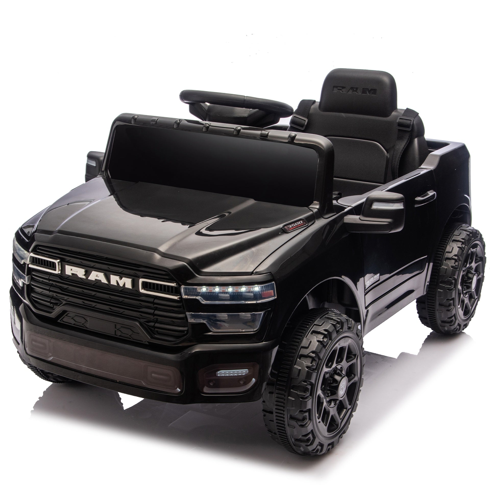 Licensed Dodge RAM 3500 12V Kids Ride On Truck,W/ Remote Control,2WD & Rear Shock Suspension,LED Headlights &Low Battery Alarm,3-speed remote adjustment,Built-in Music & Bluetooth,Recommended age: 3-6