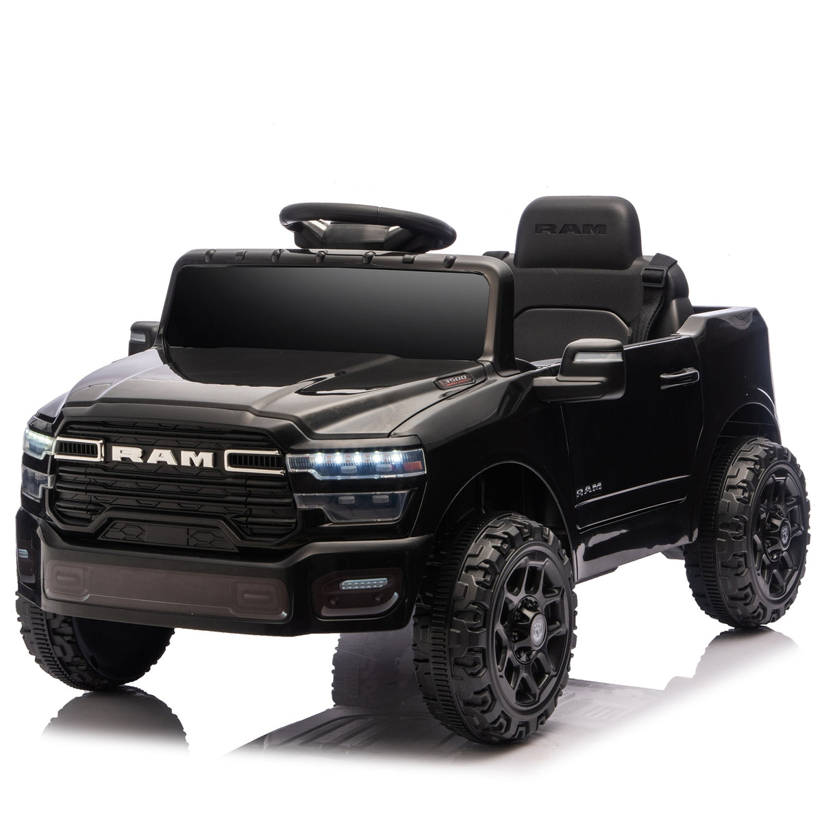 Licensed Dodge RAM 3500 12V Kids Ride On Truck,W/ Remote Control,2WD & Rear Shock Suspension,LED Headlights &Low Battery Alarm,3-speed remote adjustment,Built-in Music & Bluetooth,Recommended age: 3-6