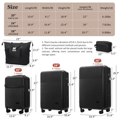 Luggage Sets 5 Piece with Half-opening, Hardside Carry On Suitcase Set with Double Spinner Wheel, Lightweight Travel Luggage with USB Port,TSA Locks