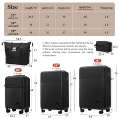 Luggage Sets 5 Piece with Half-opening, Hardside Carry On Suitcase Set with Double Spinner Wheel, Lightweight Travel Luggage with USB Port,TSA Locks