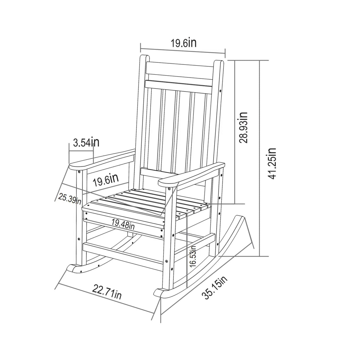 Oversized Rocking Chair with Wood-Texture, Outdoor Rocking Chair for Adults, All Weather Resistant Porch Rocker for Lawn Garden, Navy Blue